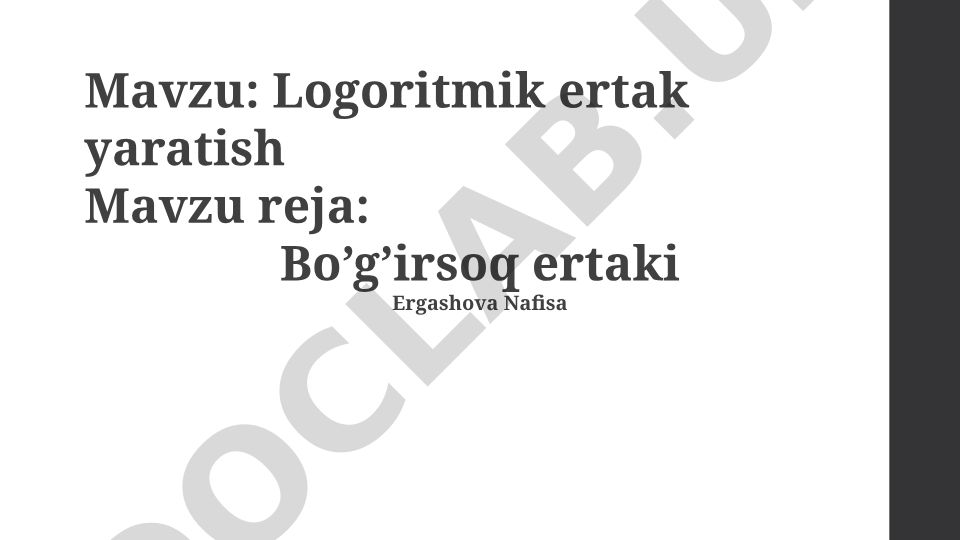 Logoritmik ertak yaratish