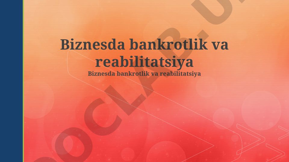 Biznesda bankrotlik va reabilitatsiya