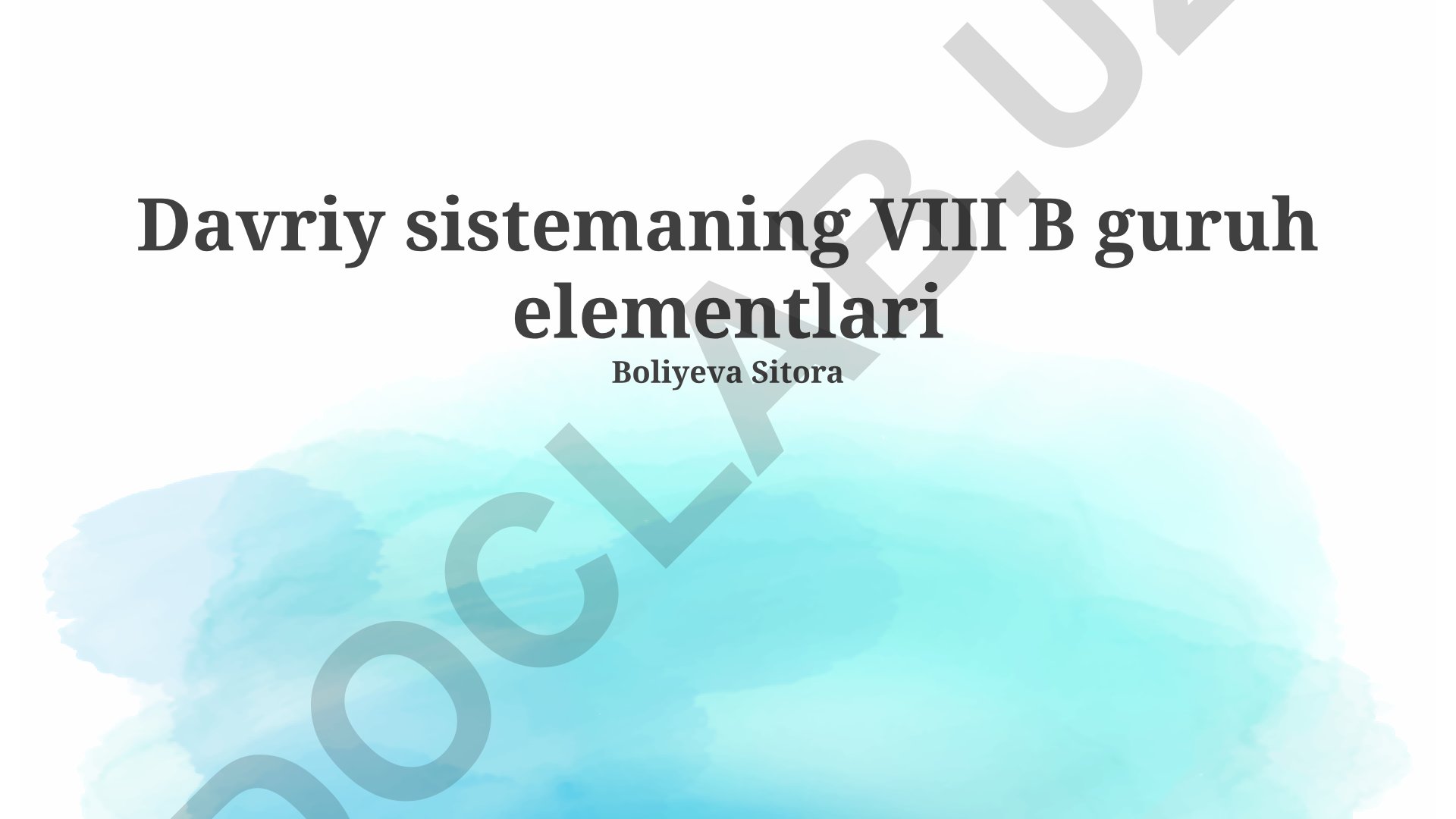 VIII B guruhi elementlarining kimyoviy xossalari va qo‘llanilishi