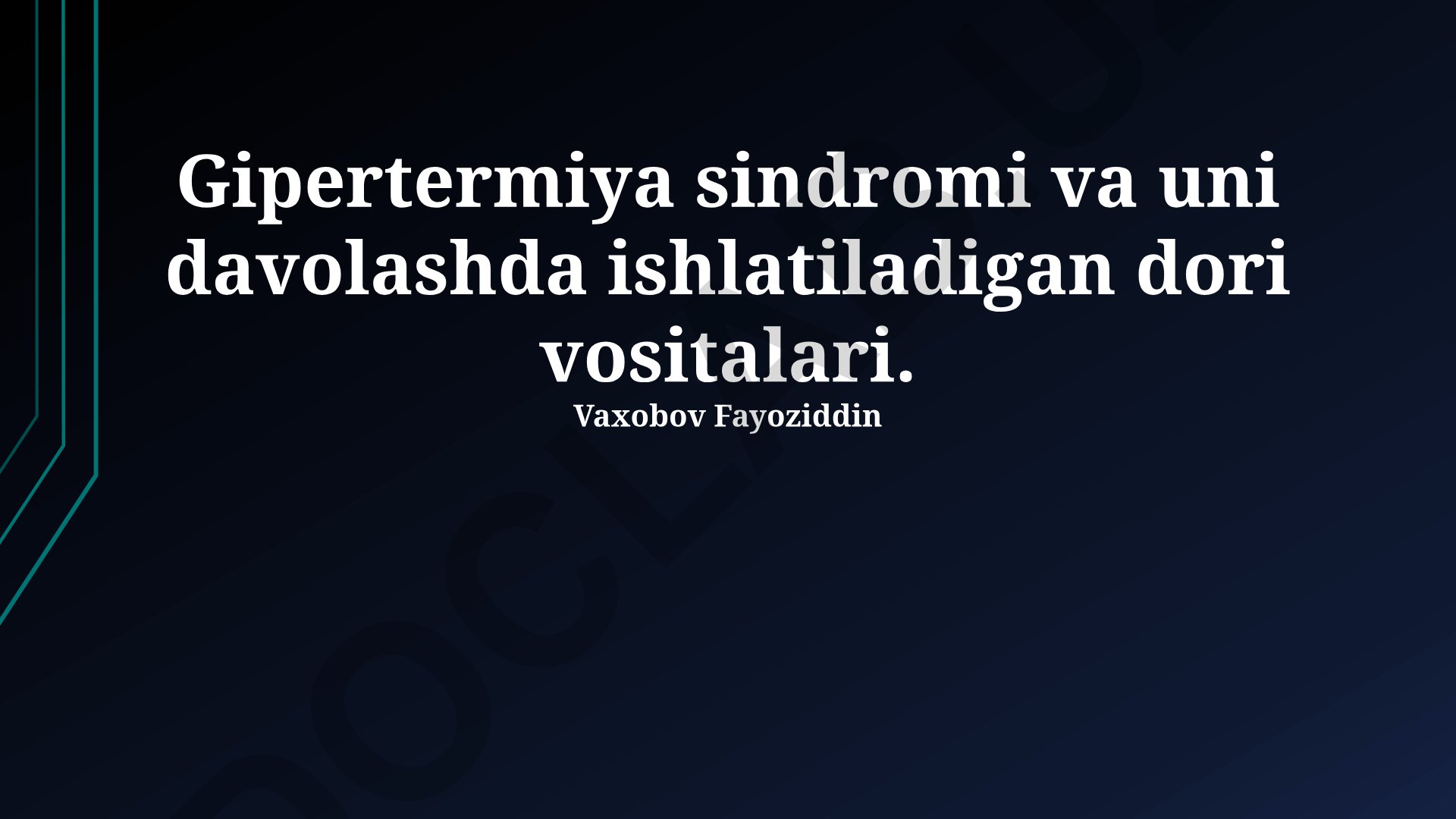 Gipertermiya sindromi va uni davolashda ishlatiladigan dori vositalari