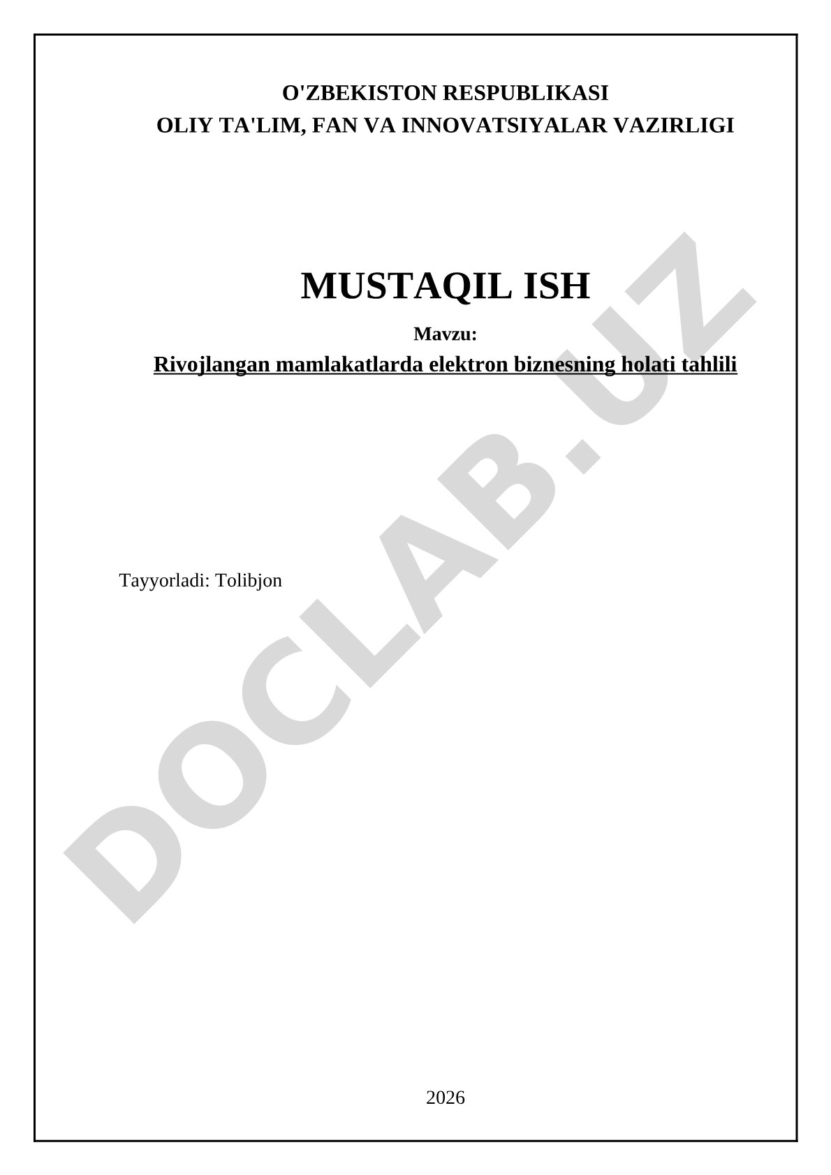 Rivojlangan mamlakatlarda elektron biznesning holati tahlili