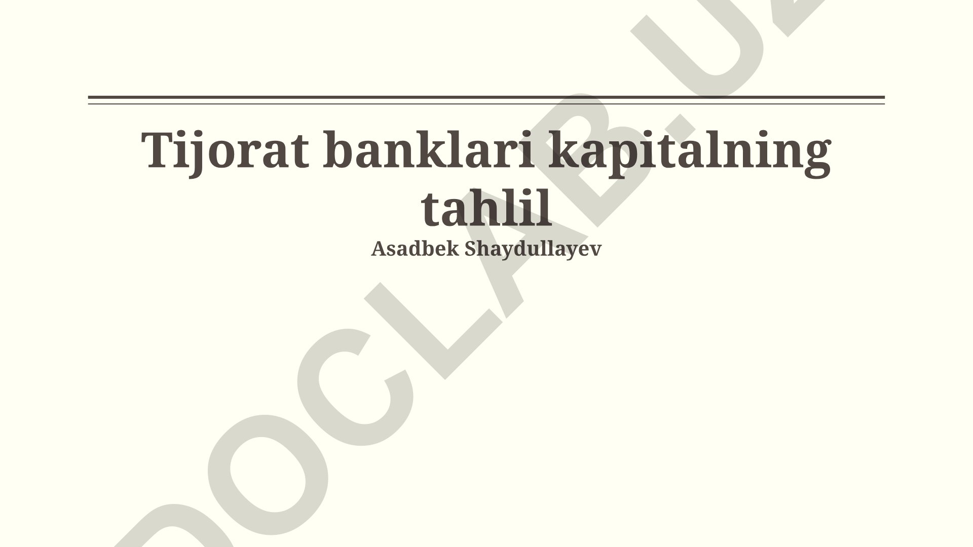 Tijorat banklari kapitalining tahlili va monitoringi