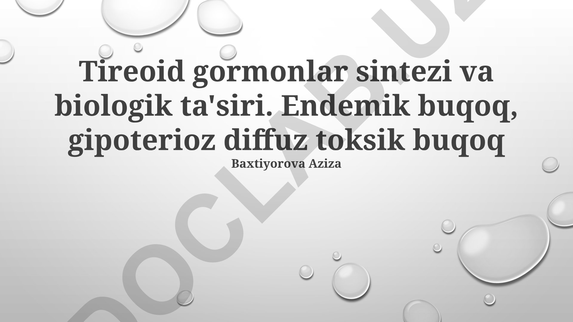 Qalqonsimon bez gormonlarining sintezi va biologik ta'siri