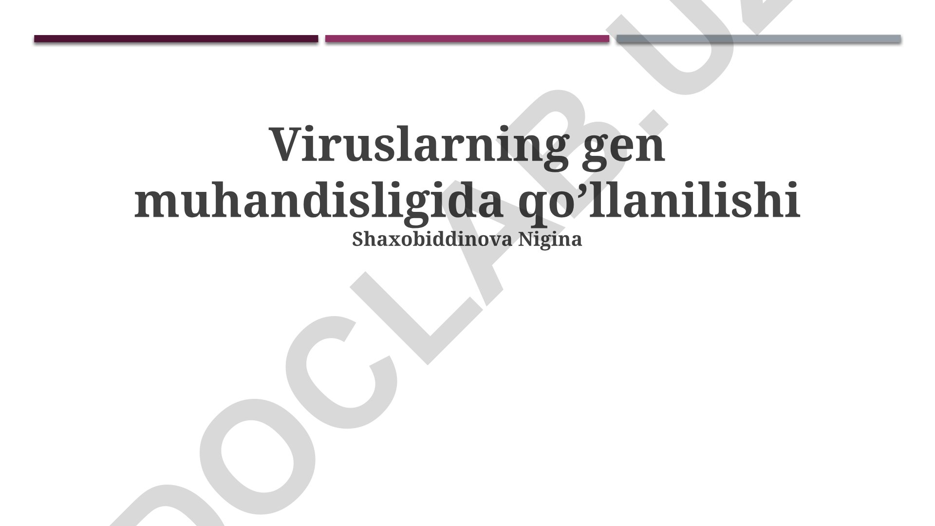 Viruslarning gen muhandisligida qo'llanilishi