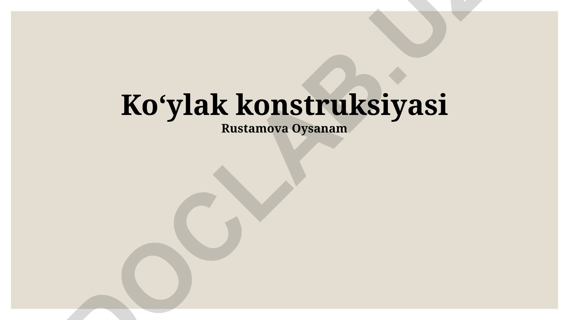 Ko'ylak konstruksiyasi va tikish texnologiyalari
