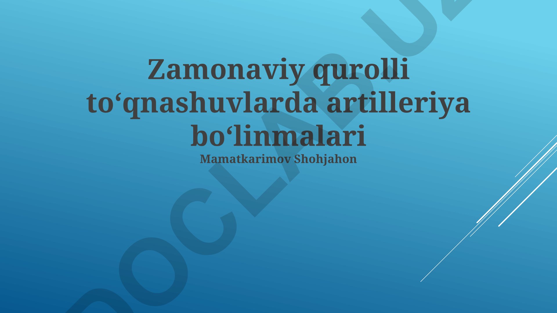 Zamonaviy qurolli toʻqnashuvlarda artilleriya boʻlinmalari