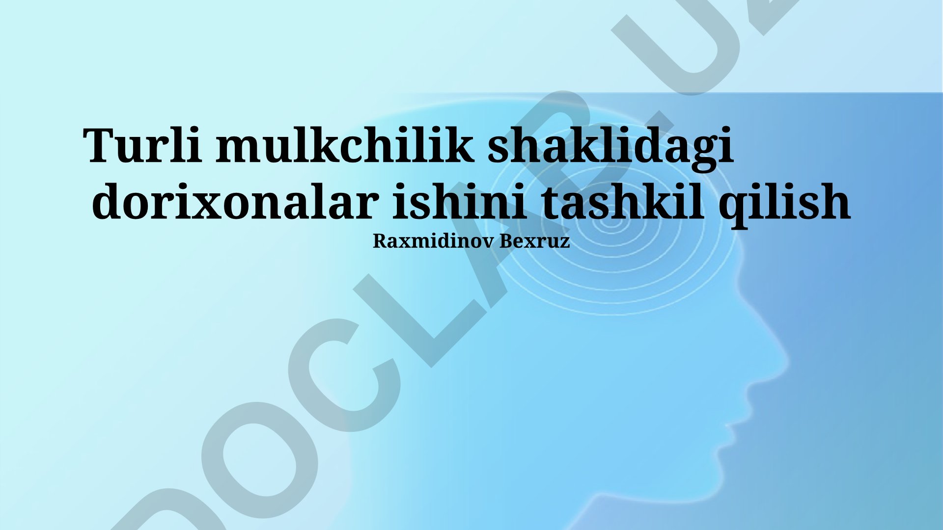 Turli mulkchilik shaklidagi dorixonalar ishini tashkil qilish