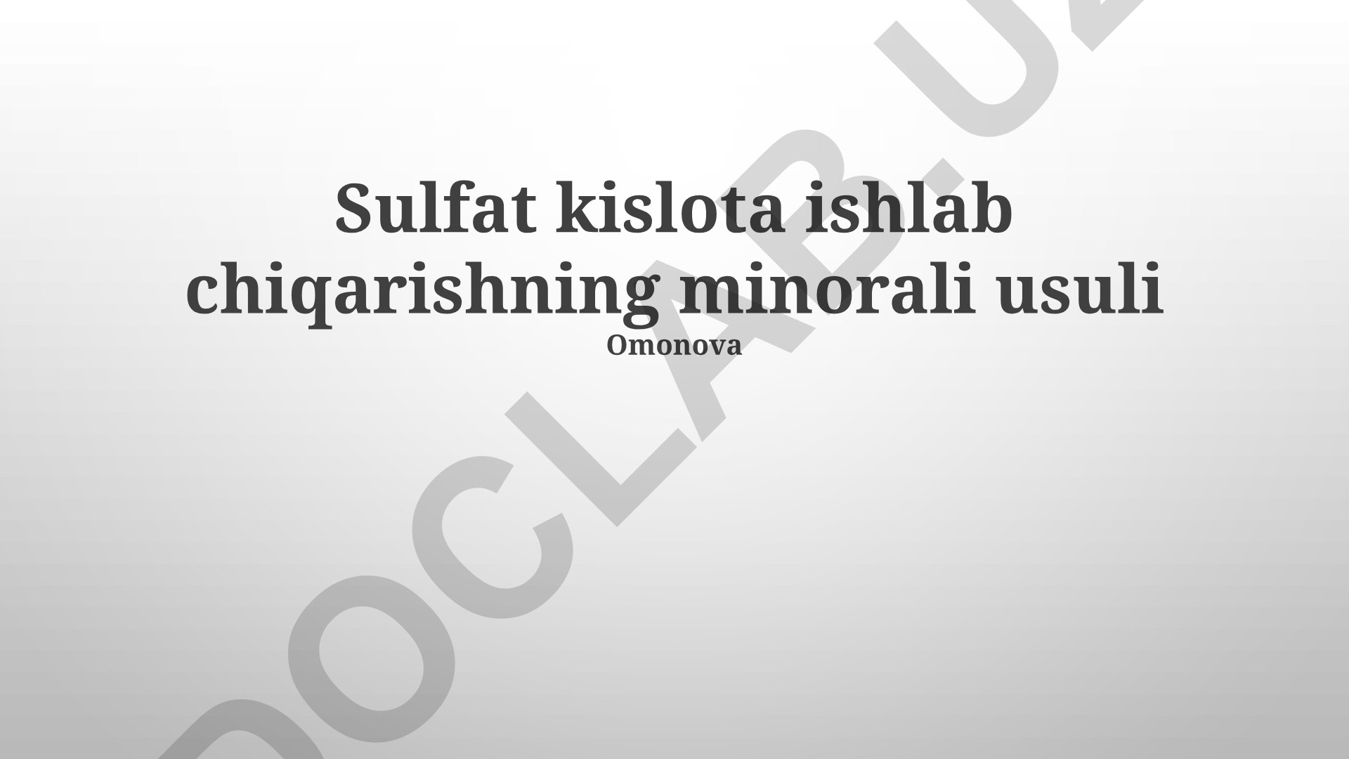 Sulfat kislota ishlab chiqarishning minorali usuli