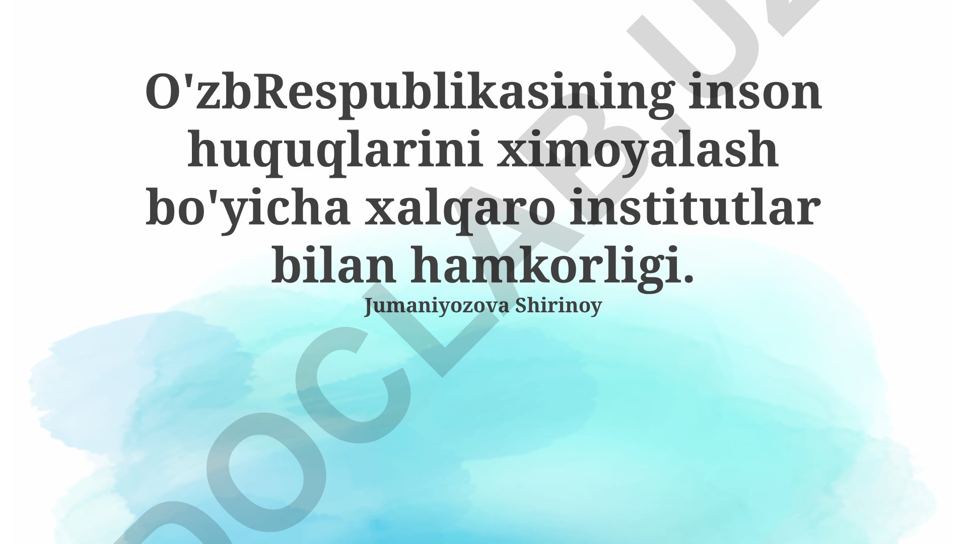 O'zbekistonning inson huquqlarini himoya qilish bo'yicha xalqaro institutlar bilan hamkorligi