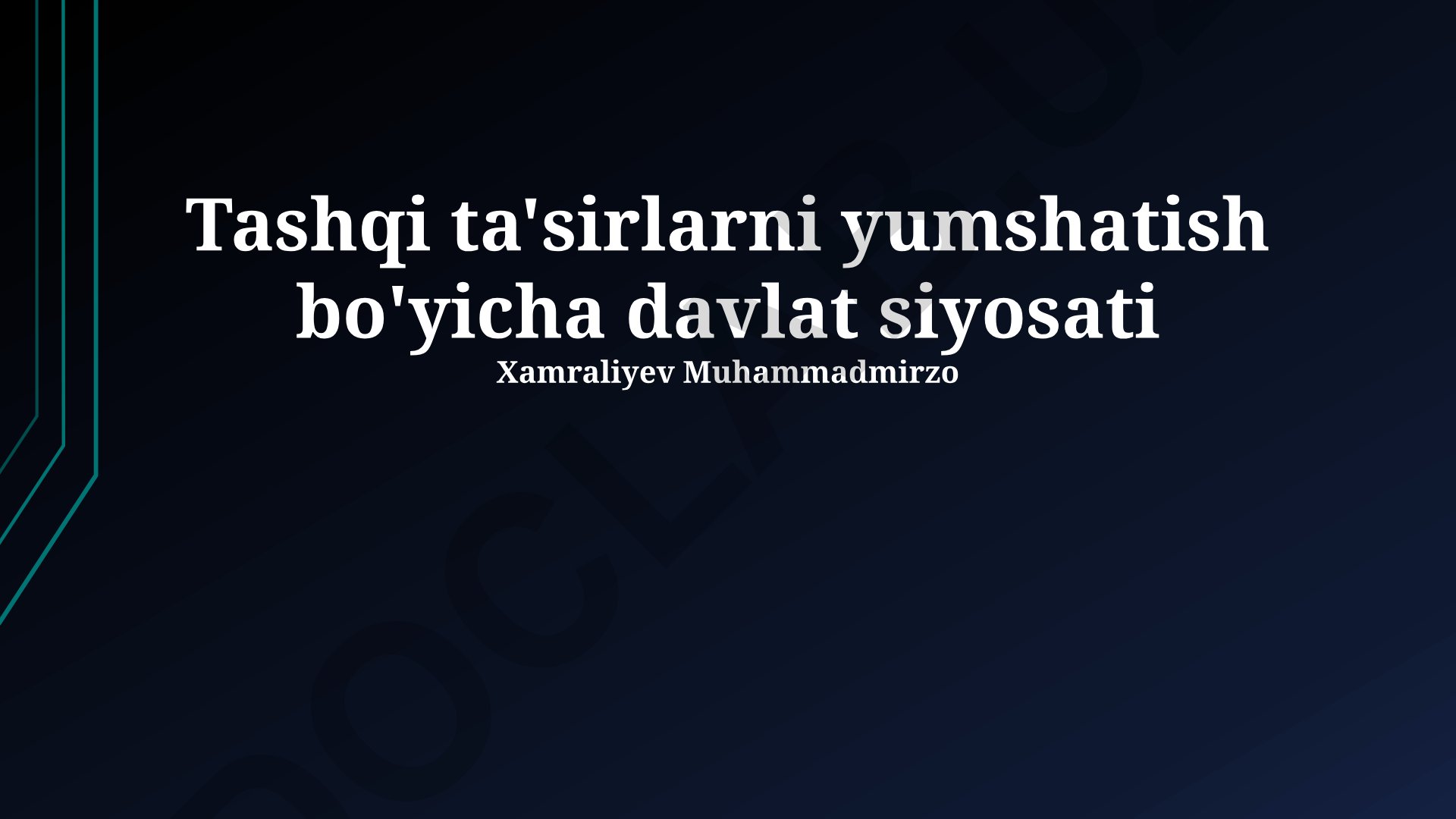 Tashqi ta'sirlarni yumshatish bo'yicha davlat siyosati
