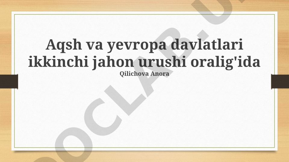 Ikkinchi jahon urushi oralig'ida Osiyo va Yevropa mamlakatlarining iqtisodiy va siyosiy o'zgarishlari