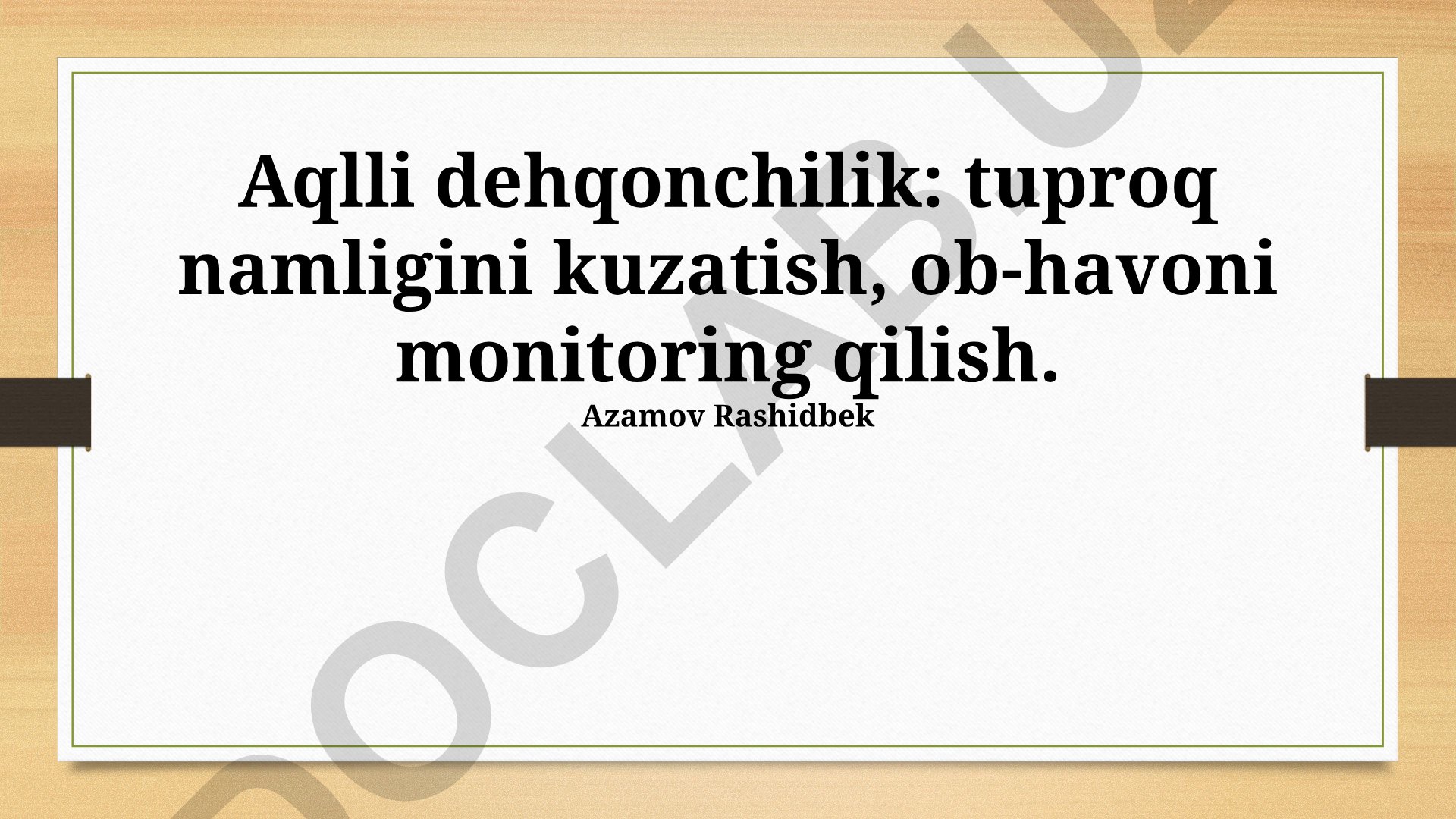 Aqlli dehqonchilik: tuproq namligi va ob-havo monitoringi