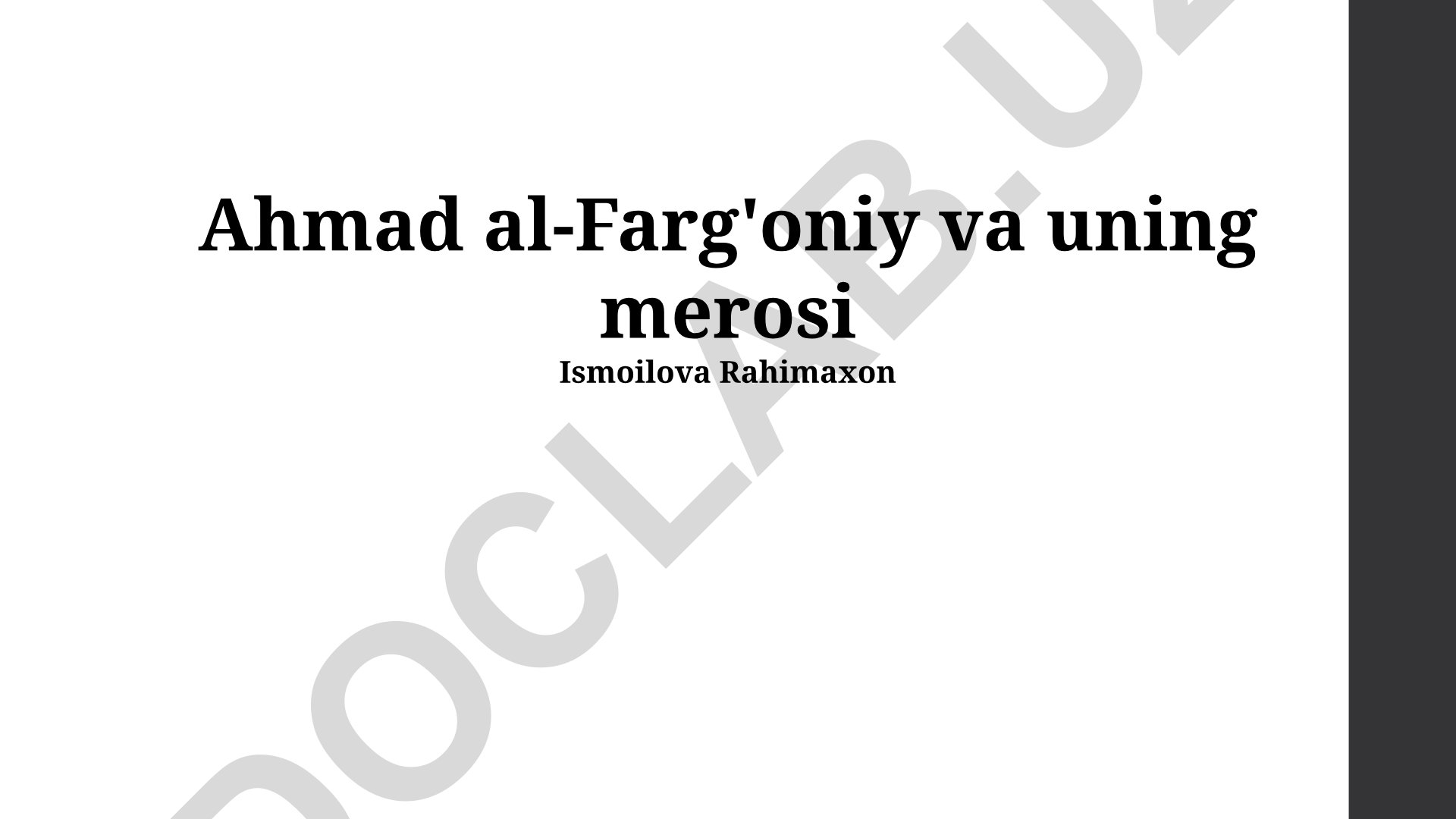 Ahmad al-Farg'oniy va uning ilmiy merosi