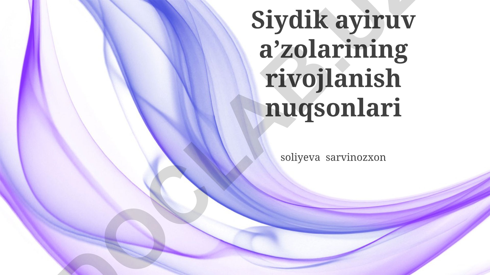 Siydik ayiruv a'zolarining rivojlanish nuqsonlari