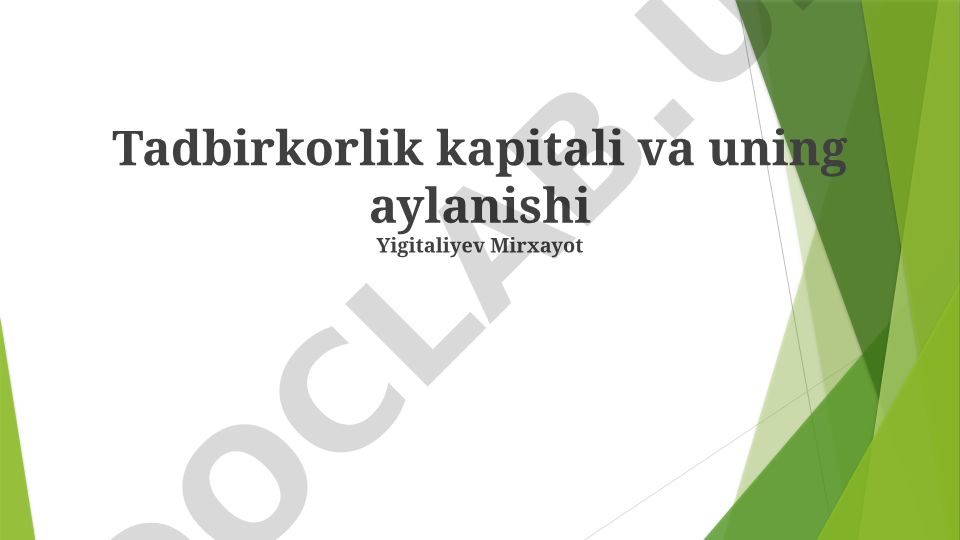 Tadbirkorlik kapitali va uning aylanishi