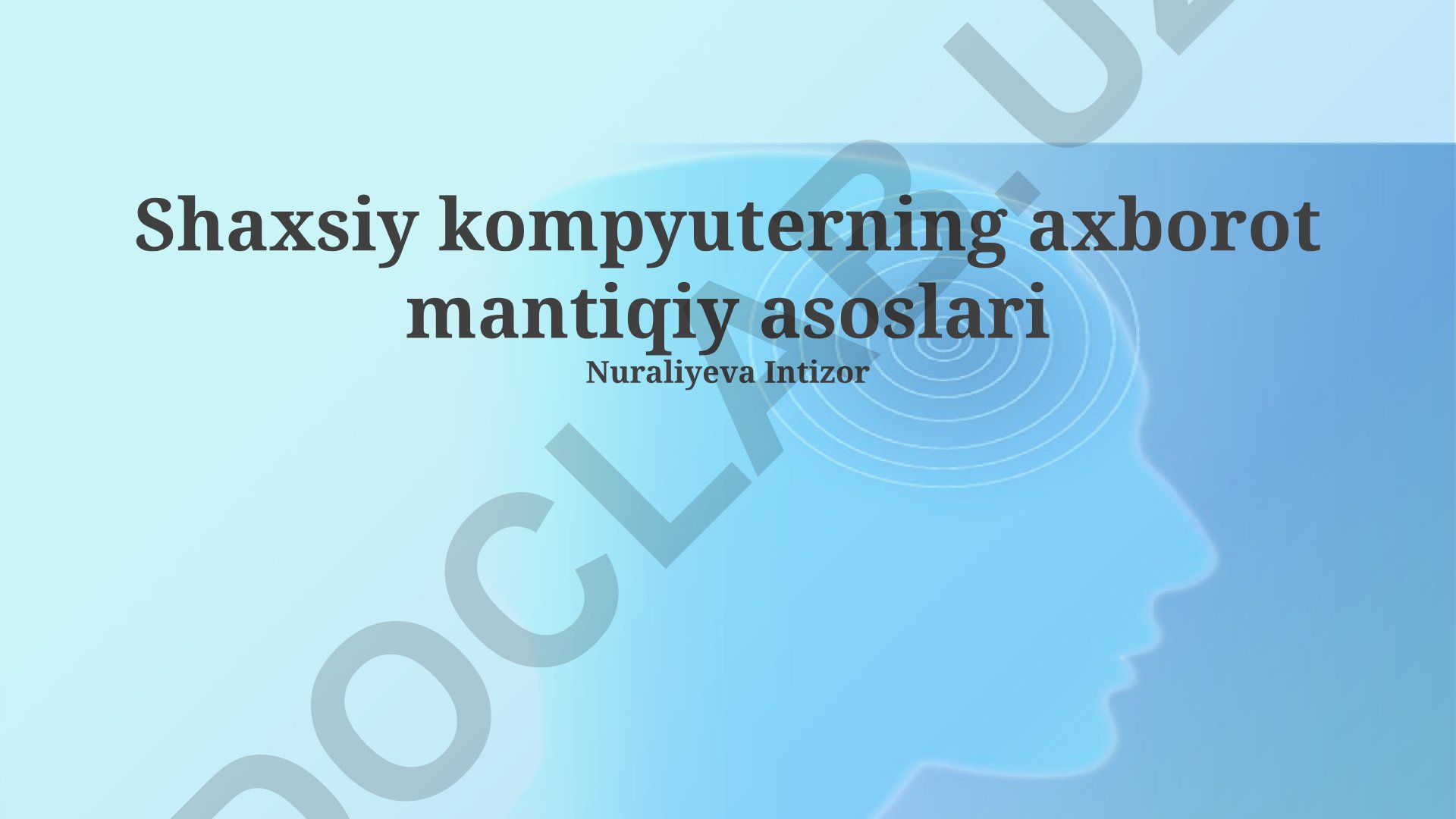 Shaxsiy kompyuterning axborot mantiqiy asoslari