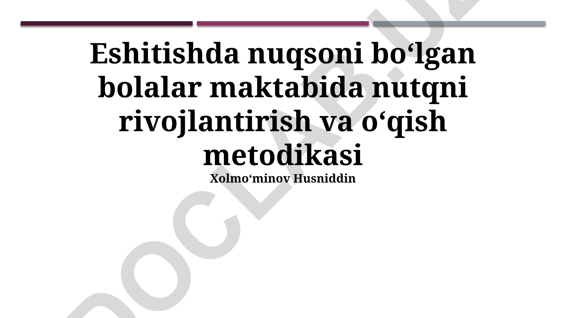 Eshitish qobiliyati pasaygan bolalar uchun nutq va o'qishni rivojlantirish metodikasi