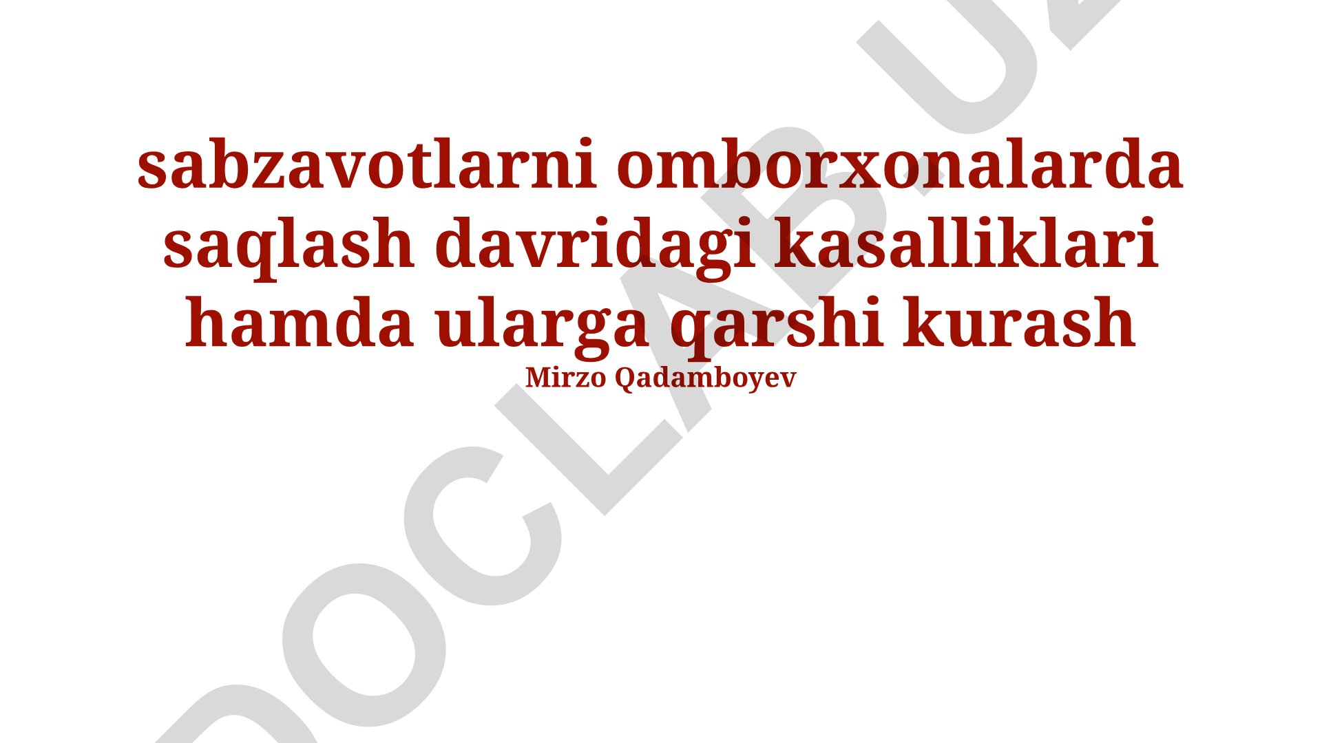 Sabzavotlarni omborxonalarda saqlash davridagi kasalliklari va ularga qarshi kurash