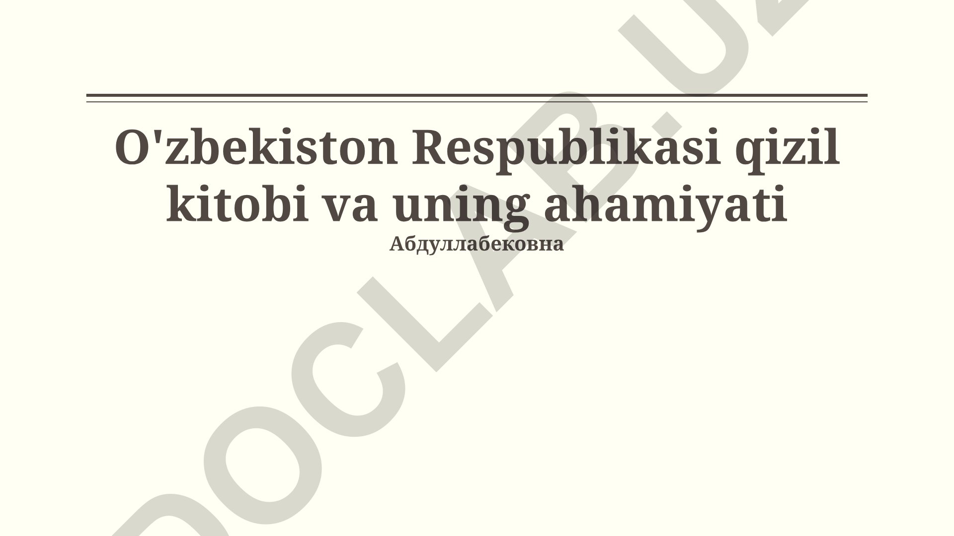 O'zbekiston Respublikasi qizil kitobi va uning ahamiyati