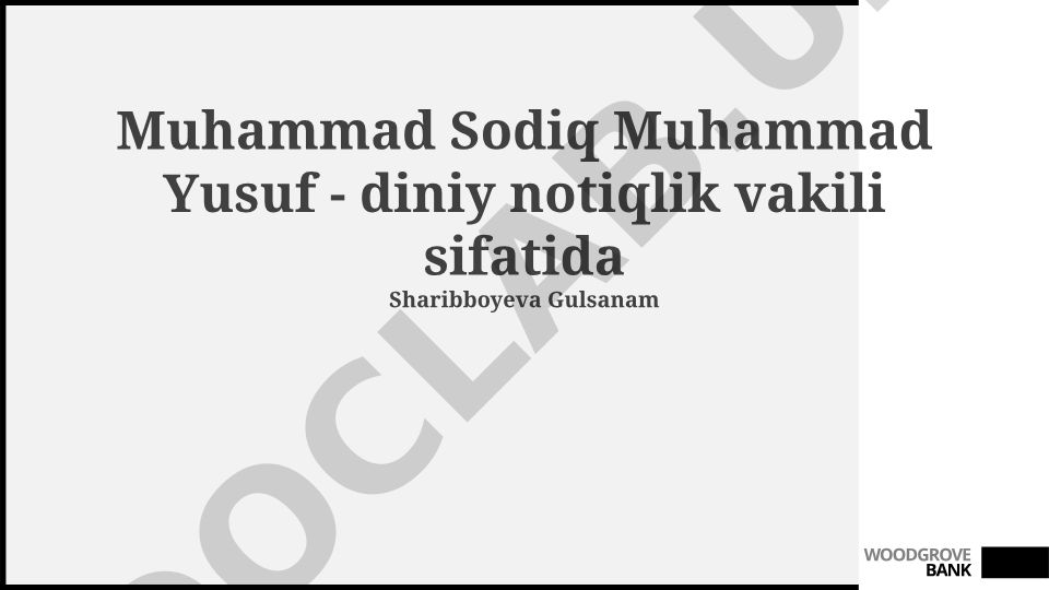 Muhammad Sodiq Muhammad Yusuf hayoti, faoliyati va ilmiy merosi
