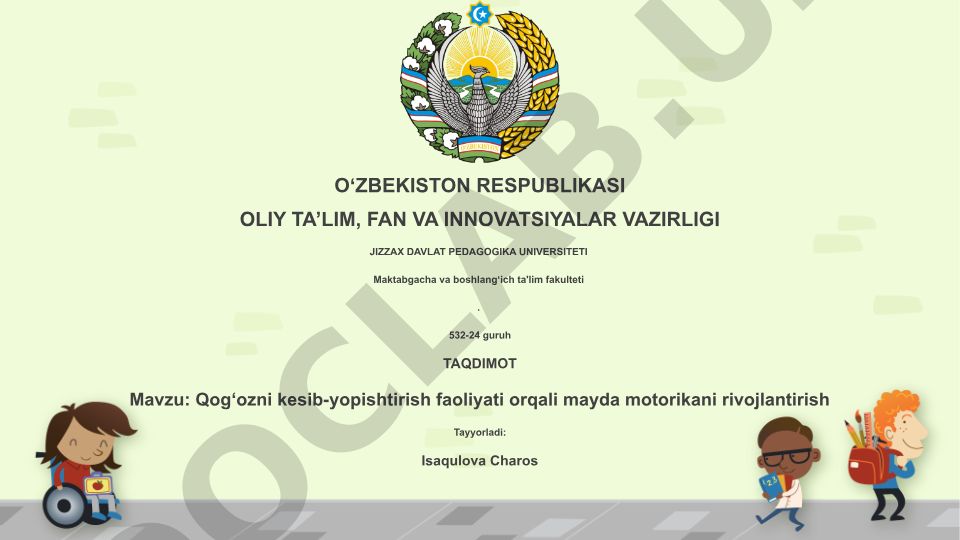 Qog‘ozni kesib-yopishtirish faoliyati orqali mayda motorikani rivojlantirish