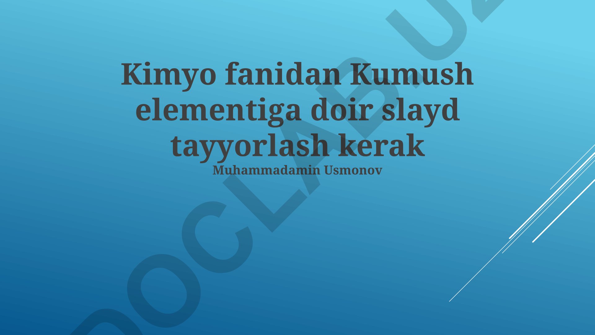 Kumush elementining biologik ta'siri, qo'llanilishi va kimyoviy xossalari