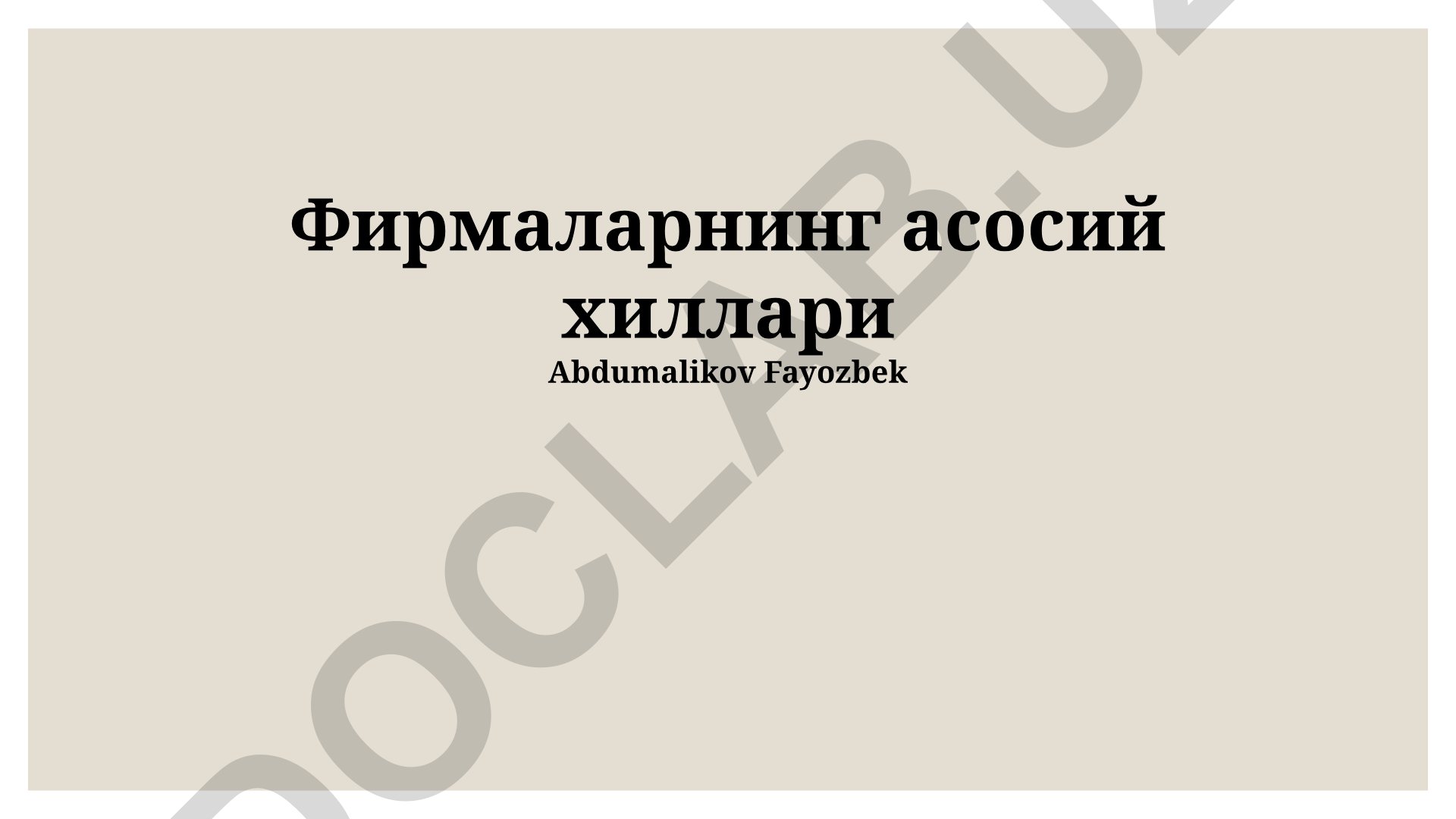 Firmalarning asosiy turlari va korxona tashkilot shakllari