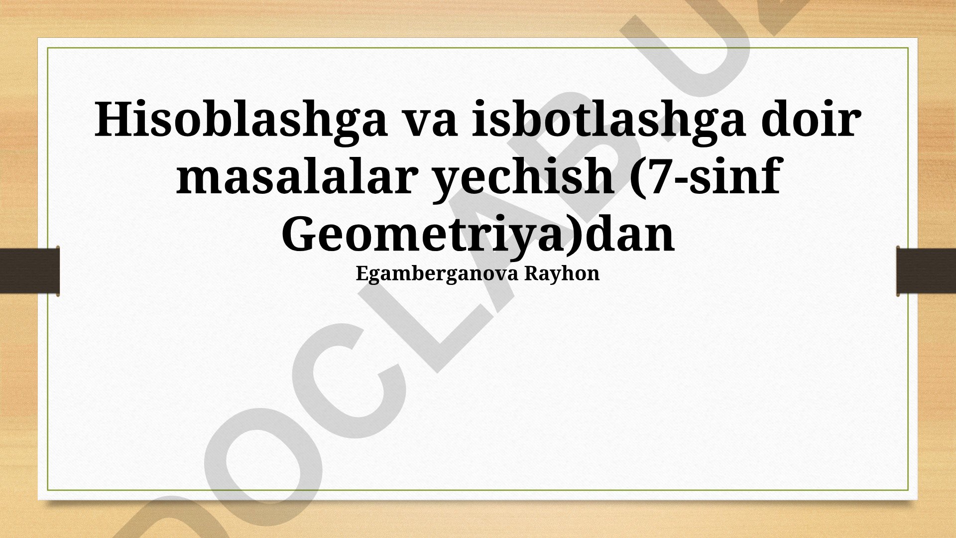 Geometrik shakllar va masalalar yechish usullari