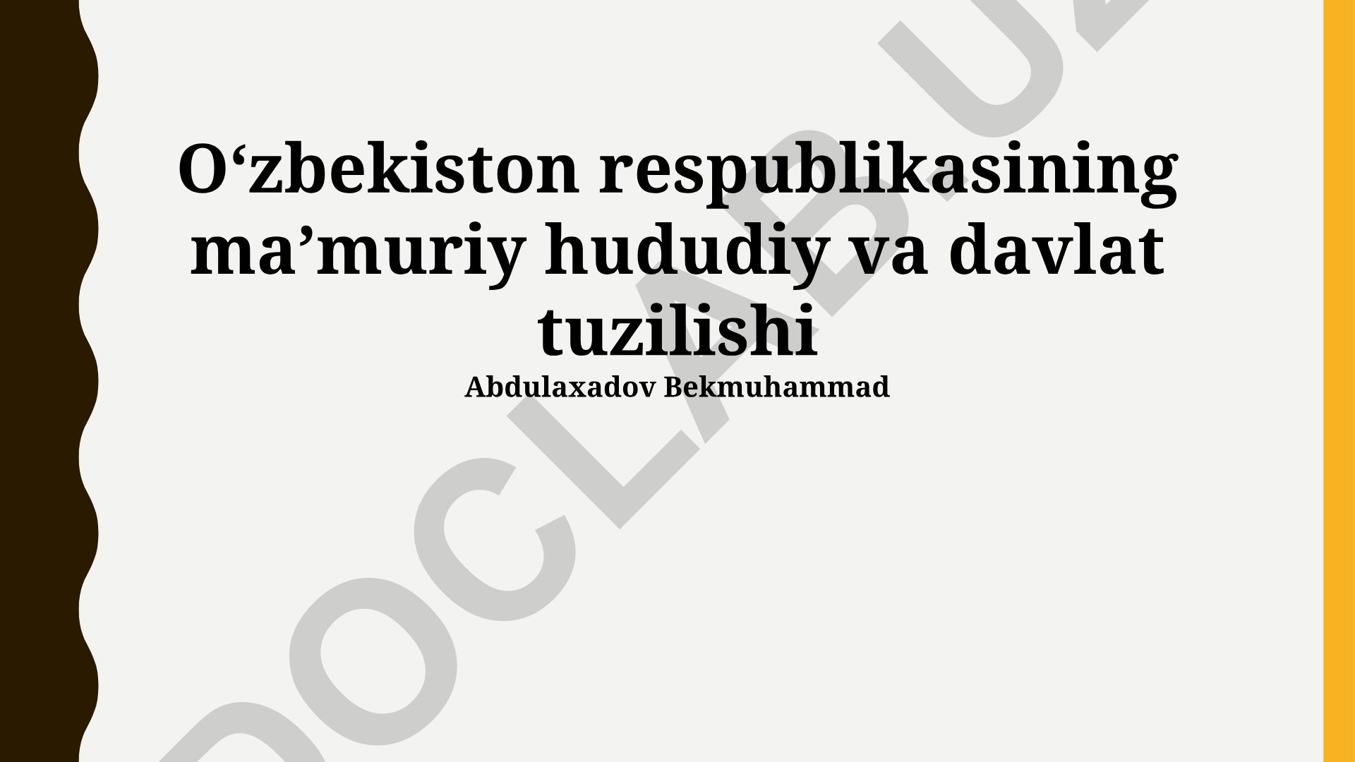Oʻzbekiston Respublikasining maʼmuriy hududiy va davlat tuzilishi