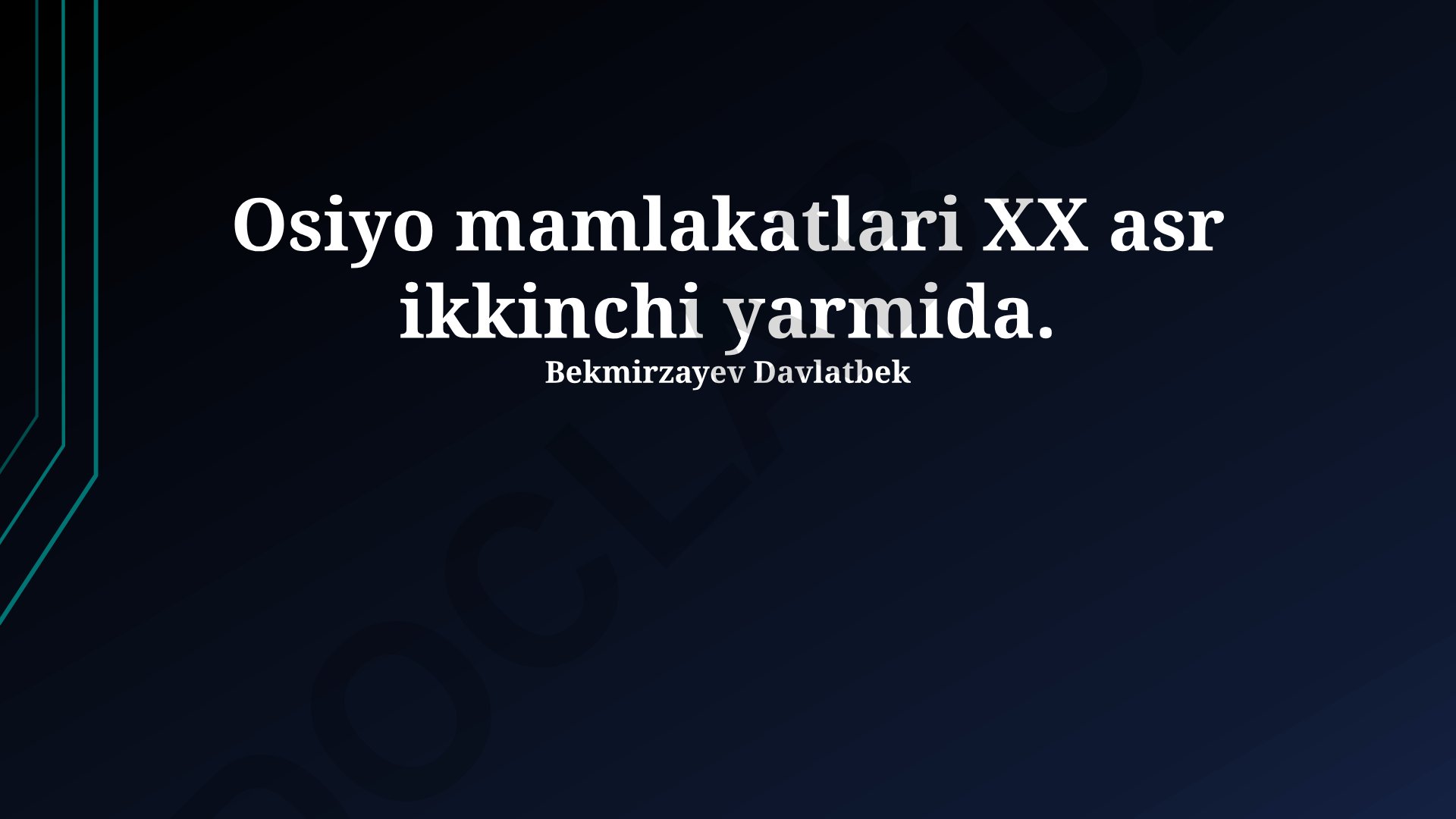 Markaziy Osiyo mamlakatlarining XX asr ikkinchi yarmidagi rivojlanishi