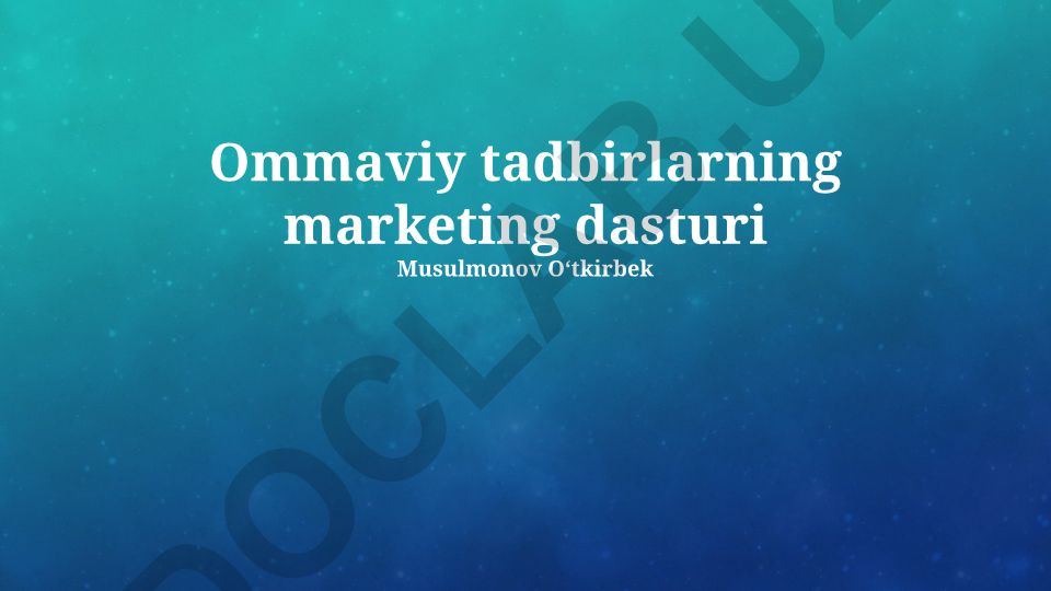 Ommaviy tadbirlarning marketing dasturi