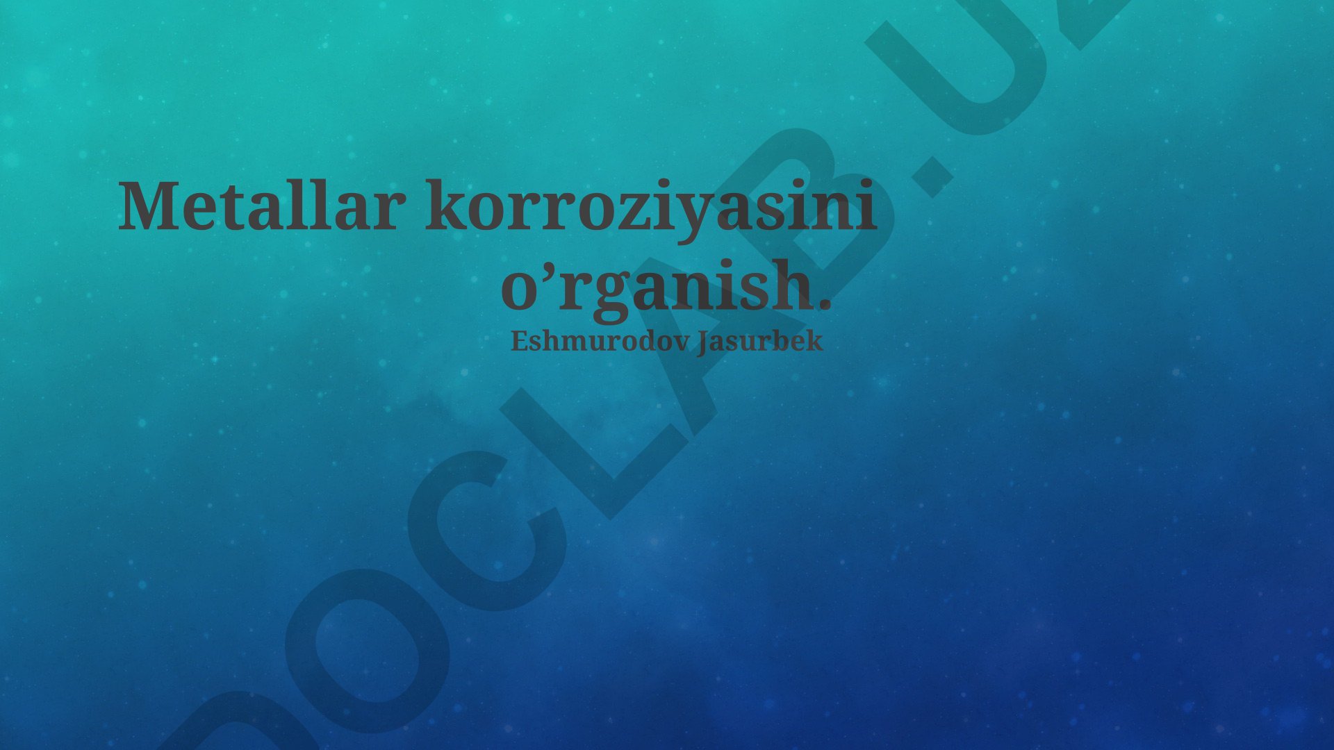 Metallar korroziyasini o'rganish