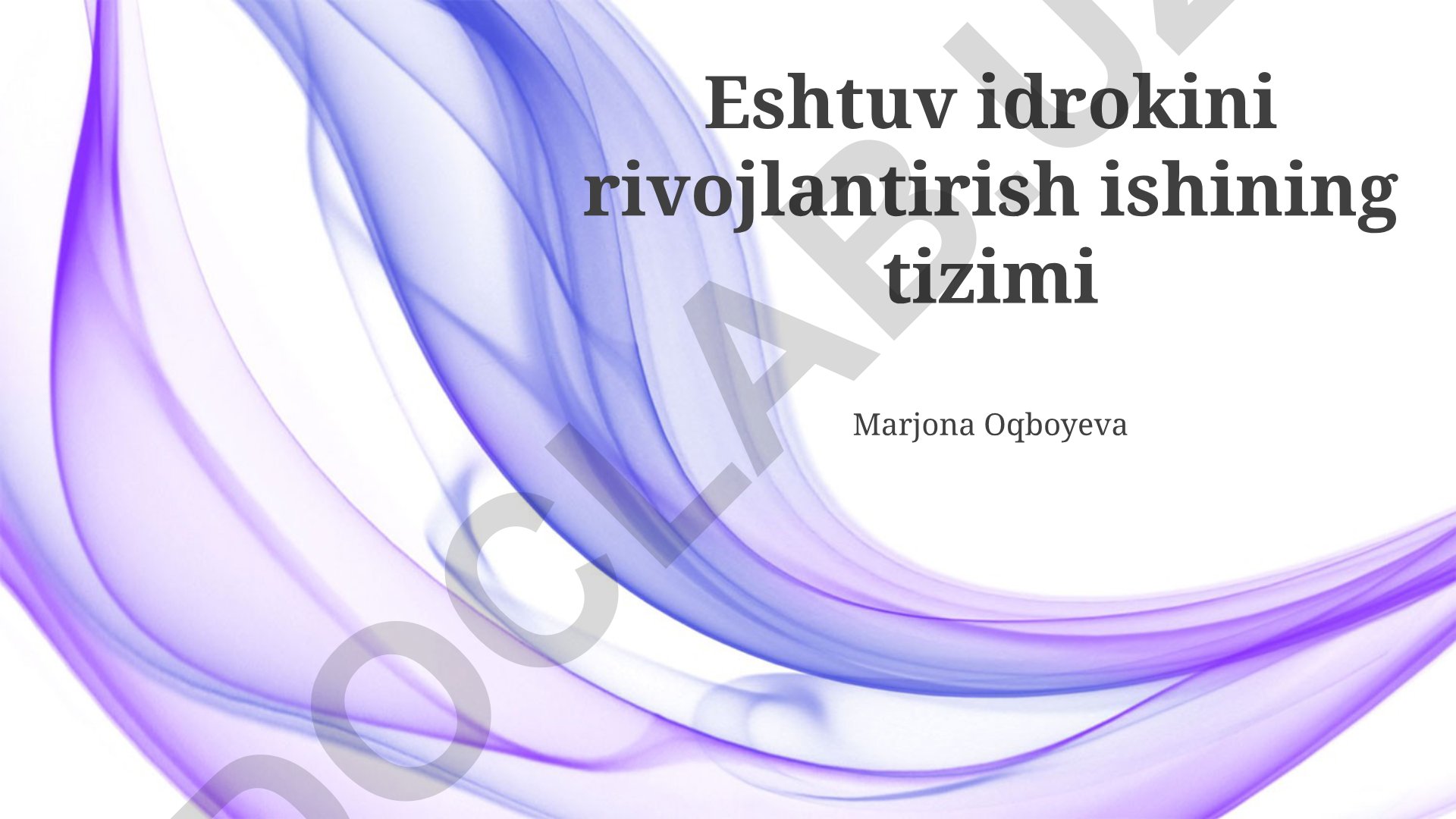 Bolaning intellektini rivojlantirish bo'yicha ish tizimi