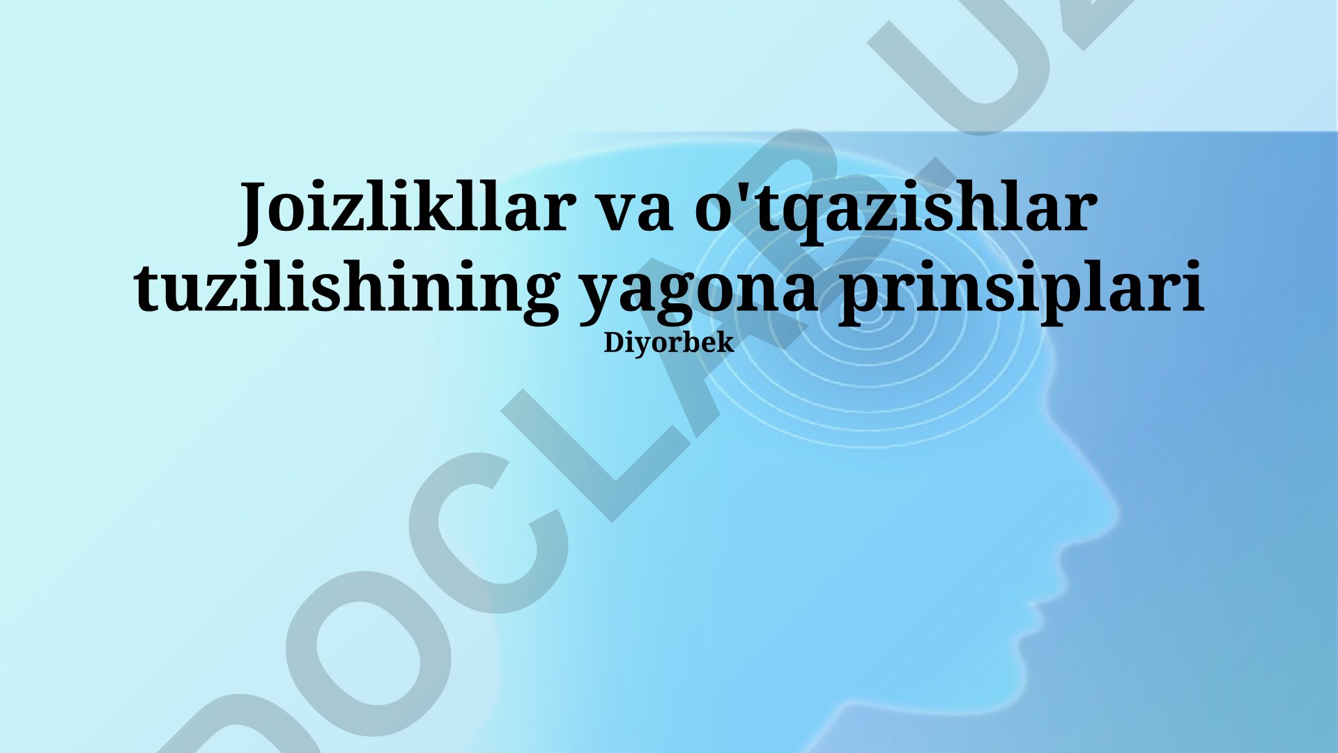 Bo'g'imlar va uzatmalar tuzilishining yagona prinsiplari