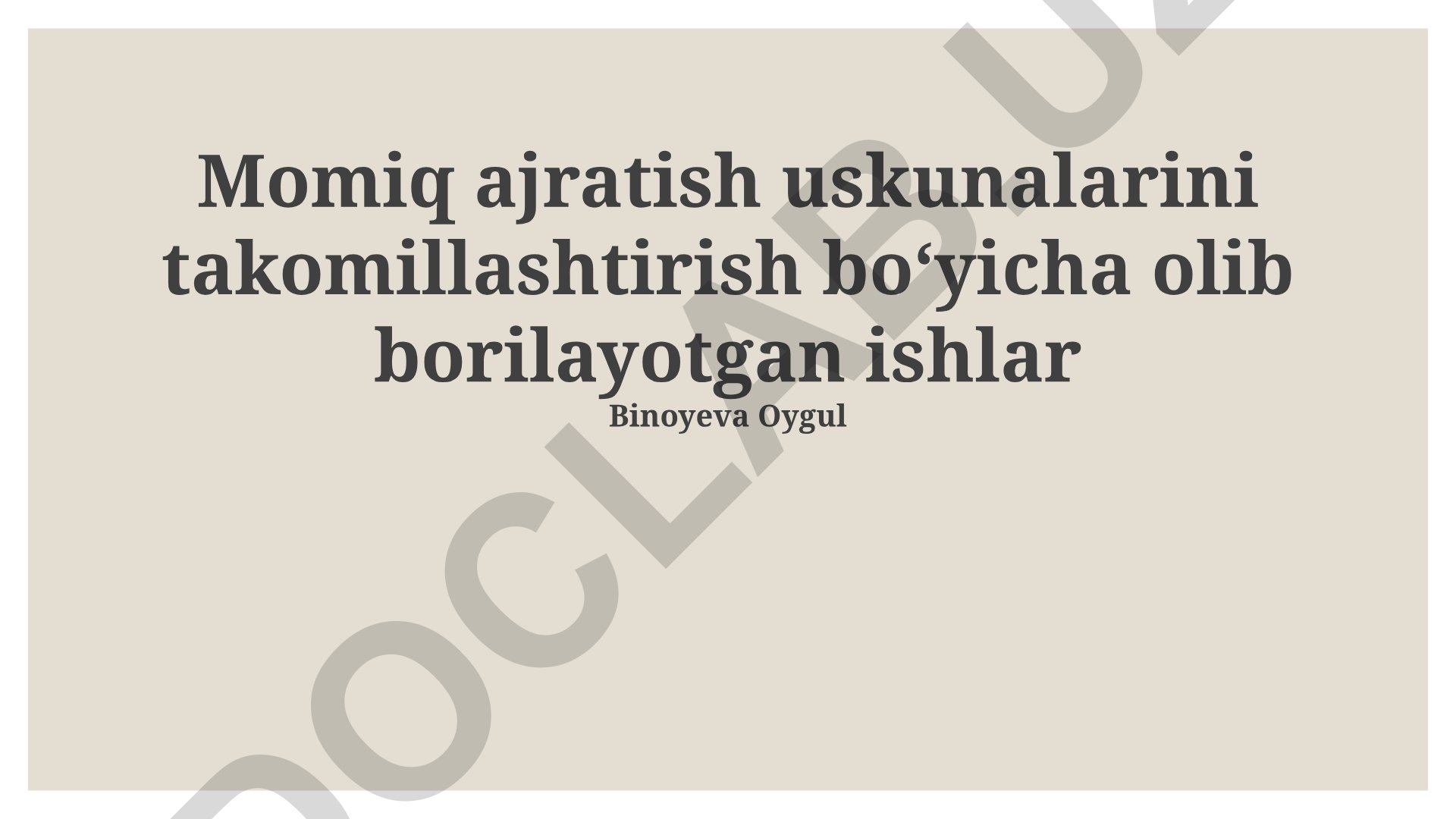 Momiq ajratish uskunalarini takomillashtirish bo'yicha ishlar