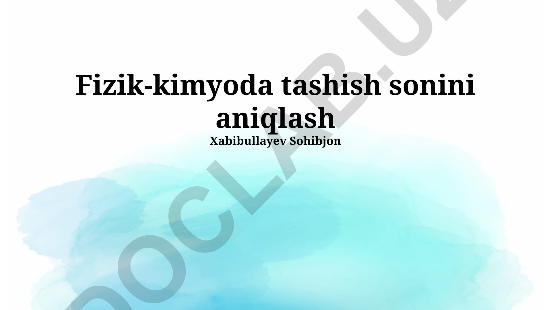 Fizik-kimyoda tashish sonini aniqlash