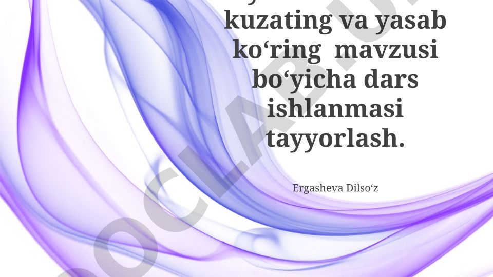 Hayvon tasvirlarini kuzatish va yasash bo'yicha dars ishlanmasi