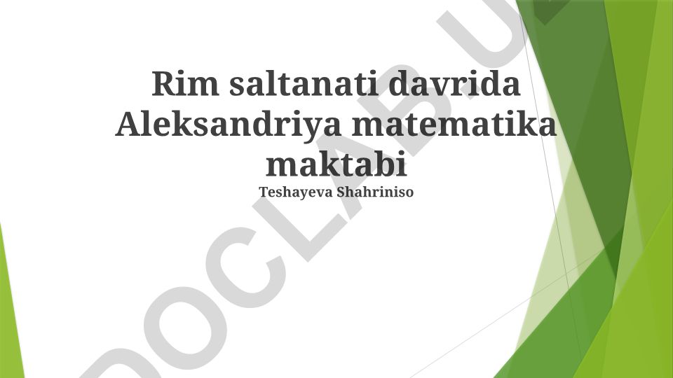 Rim imperiyasi davrida Aleksandriya matematika maktabi