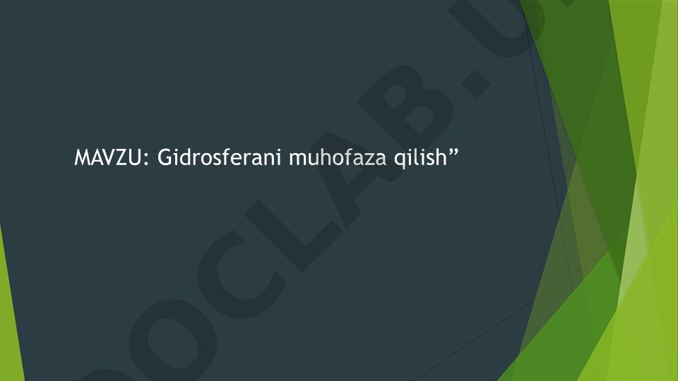 Gidrosferani muhofaza qilish