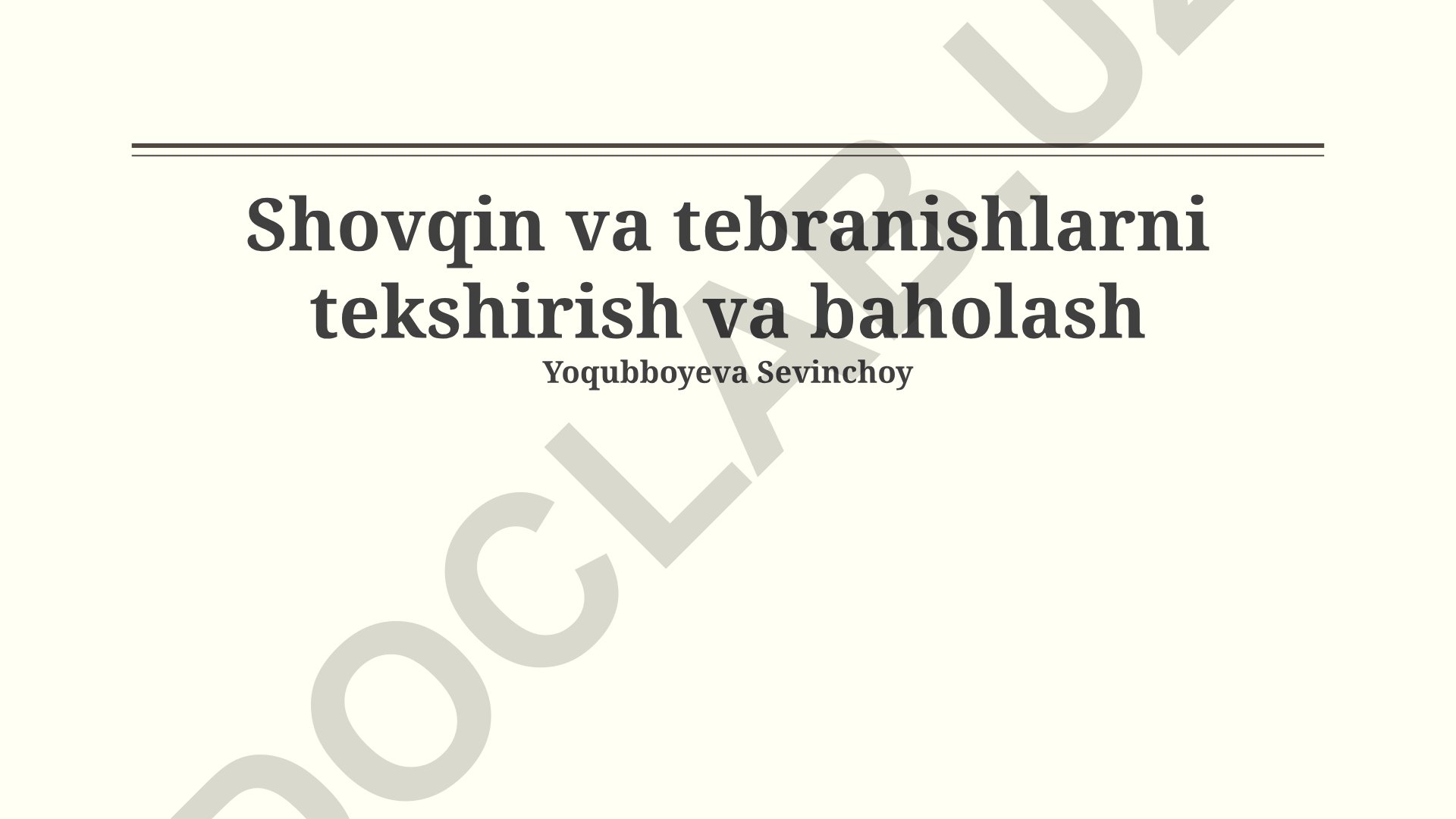 Shovqin va tebranishlarni tekshirish va baholash