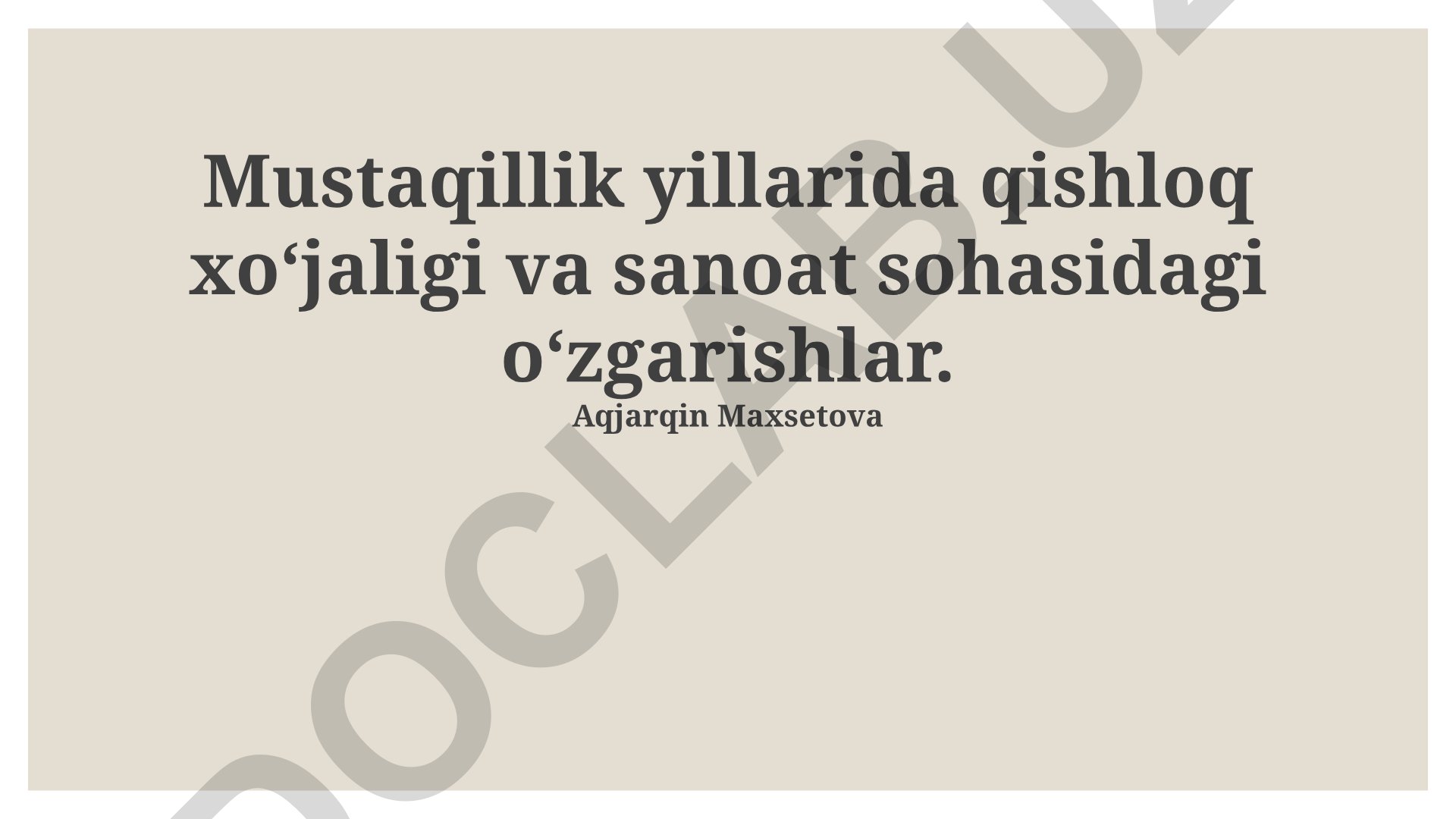 Mustaqillik yillarida qishloq xo‘jaligi va sanoat sohasidagi o‘zgarishlar