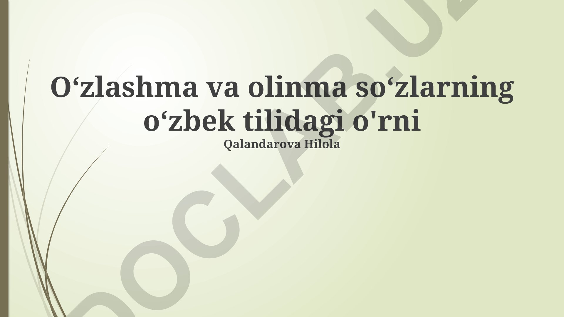 O‘zlashma va olinma so‘zlarning o‘zbek tilidagi o‘rni