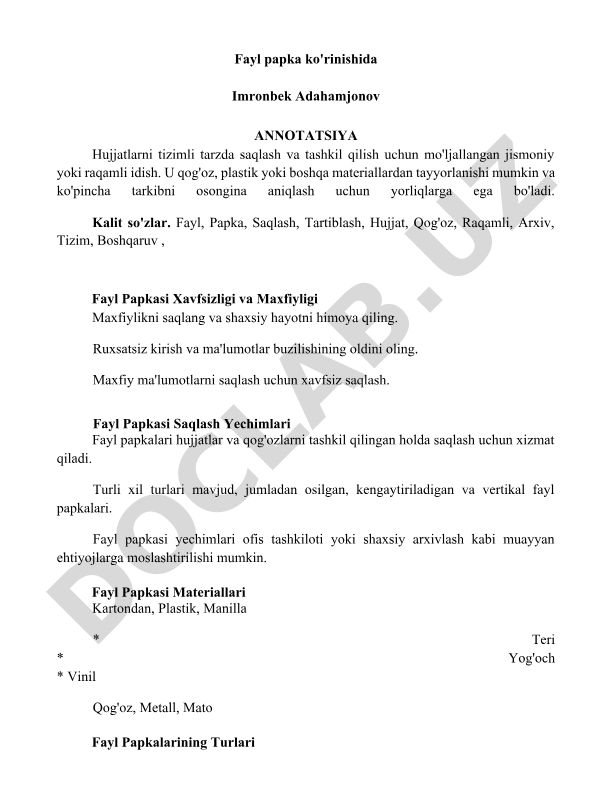 Fayl papkalari: turlari, materiallari va saqlash yechimlari