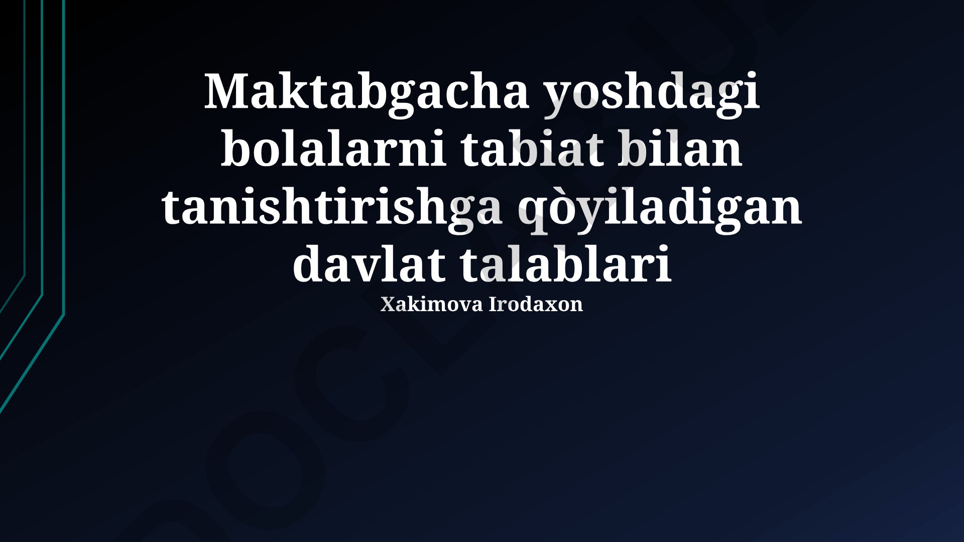 Maktabgacha yoshdagi bolalarni tabiat bilan tanishtirishga qo'yiladigan davlat talablari
