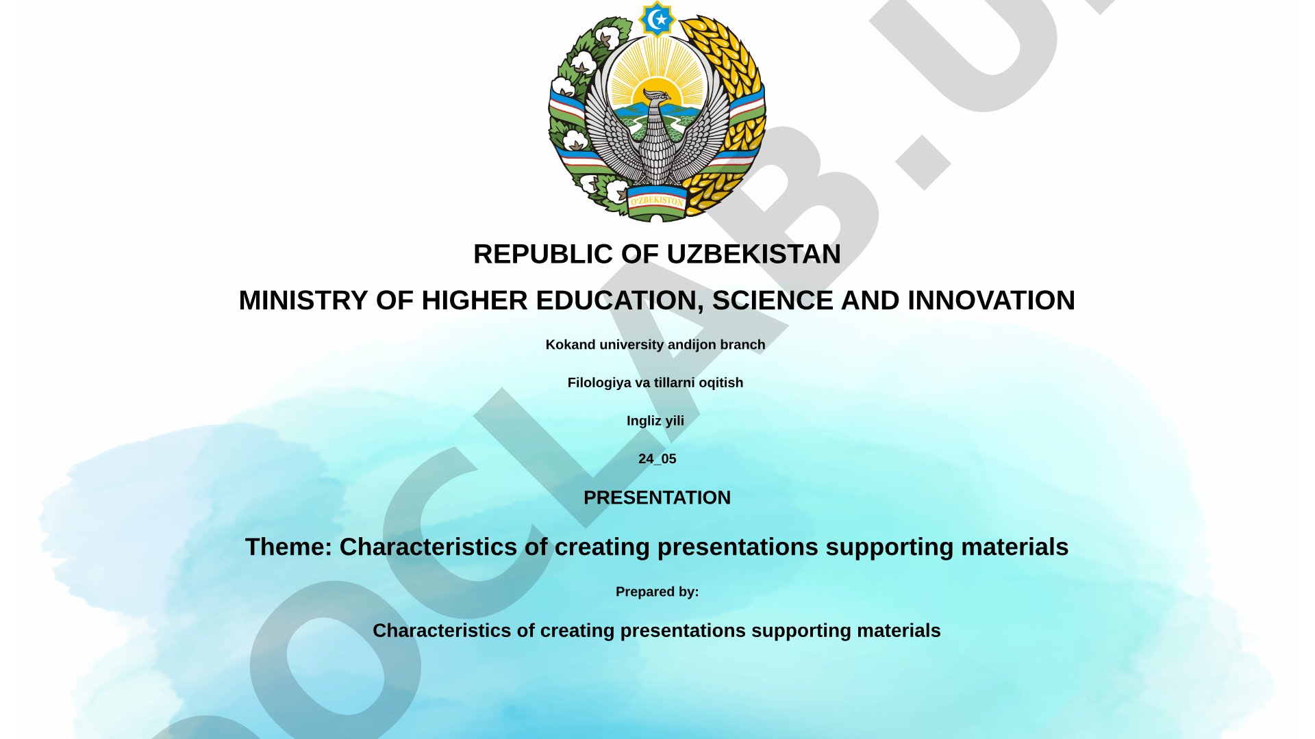 Characteristics of creating presentations supporting materials