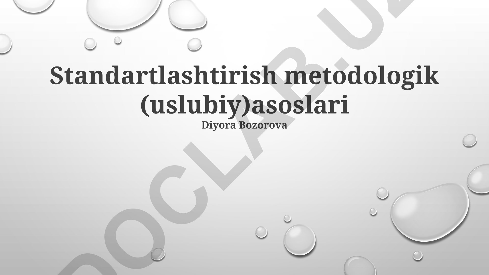 Standartlashtirishning metodologik asoslari
