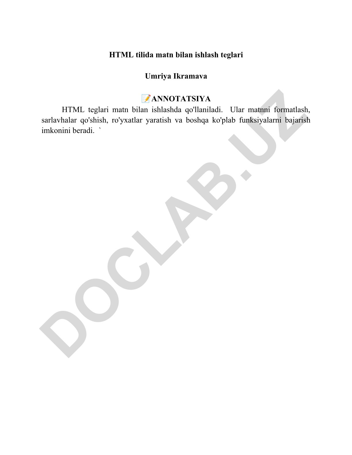 HTML teglari matn bilan ishlash