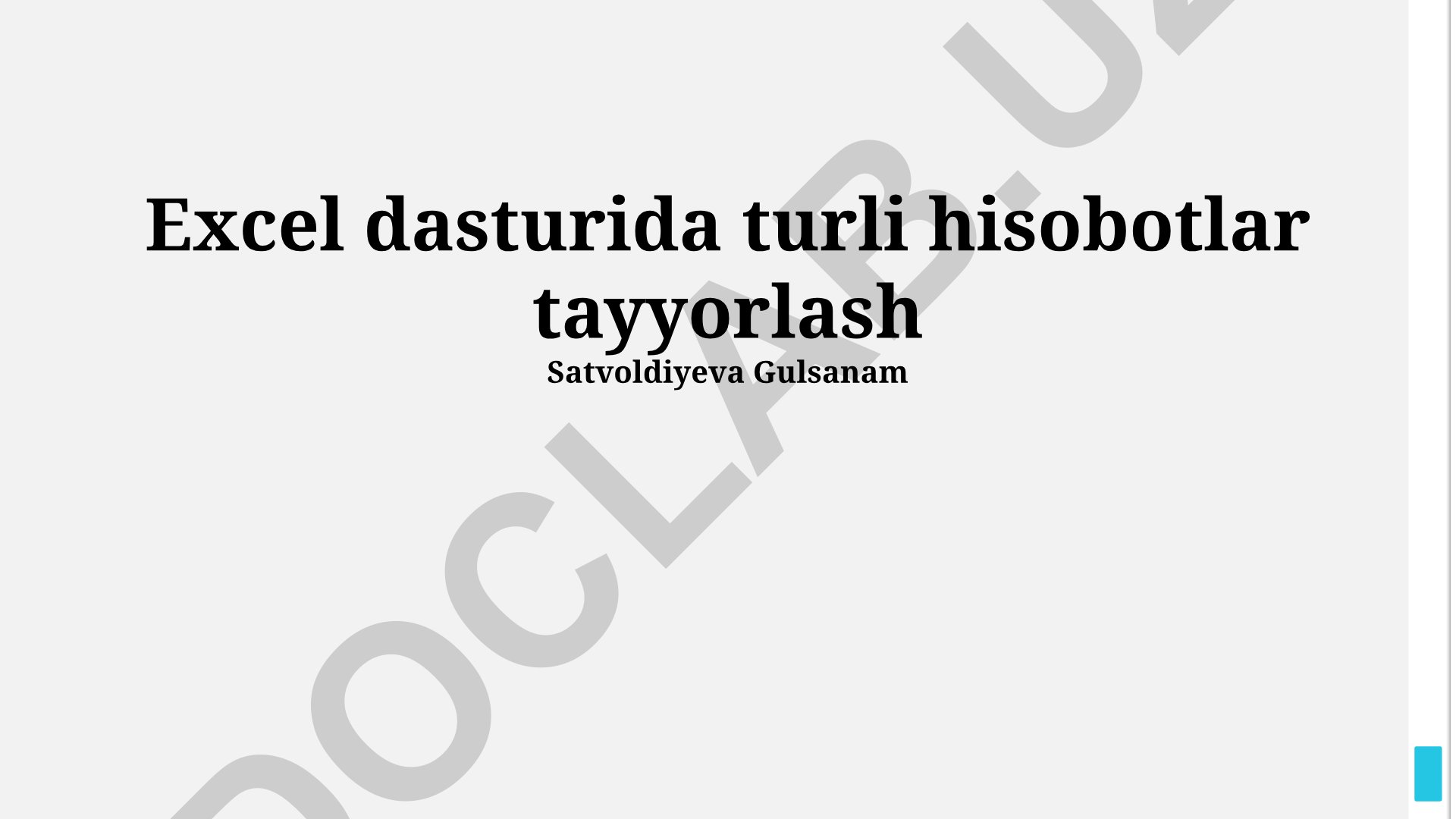 Excel dasturida turli hisobotlar tayyorlash