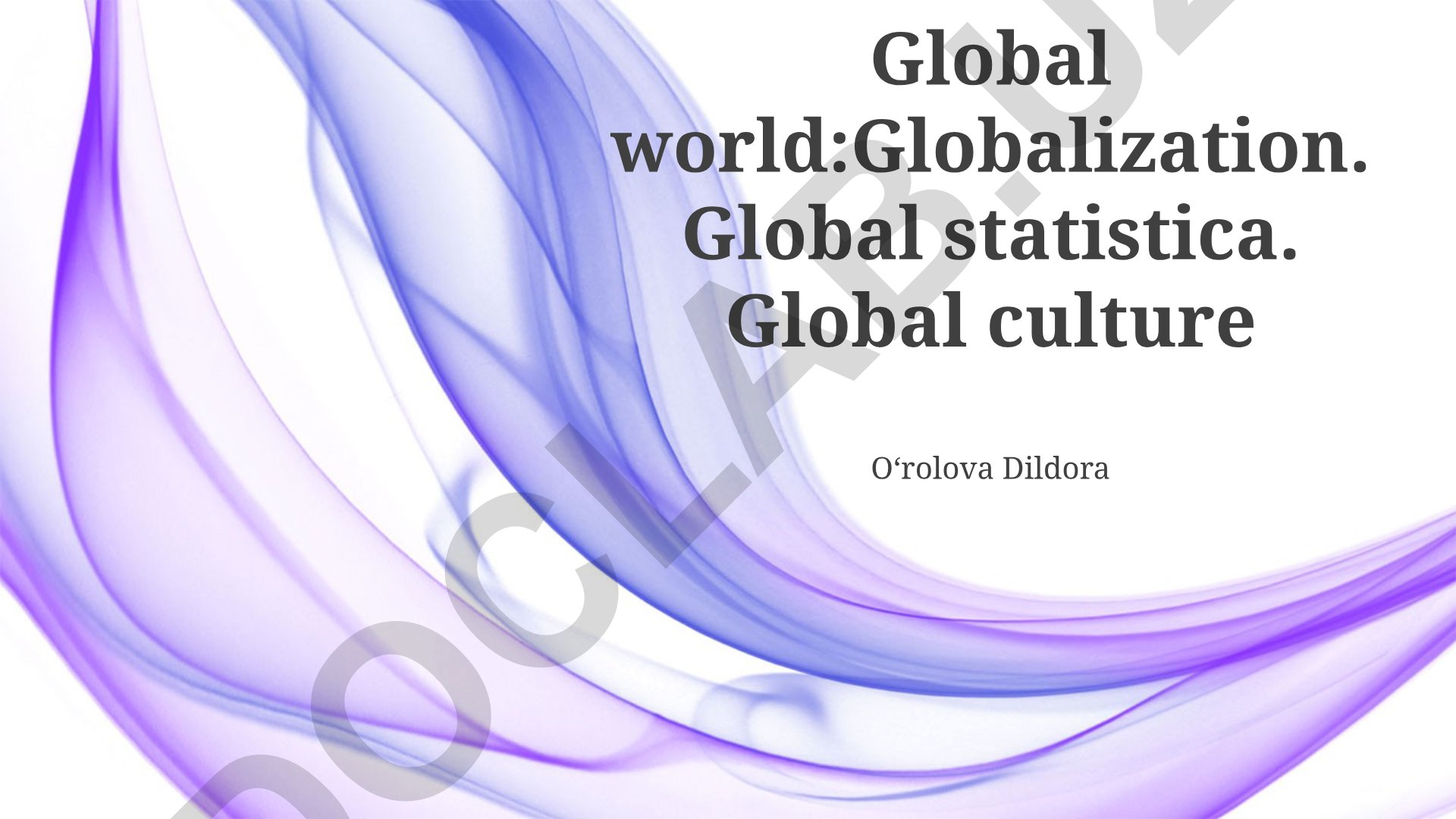 Globalization: Statistics, Culture and Environmental Issues