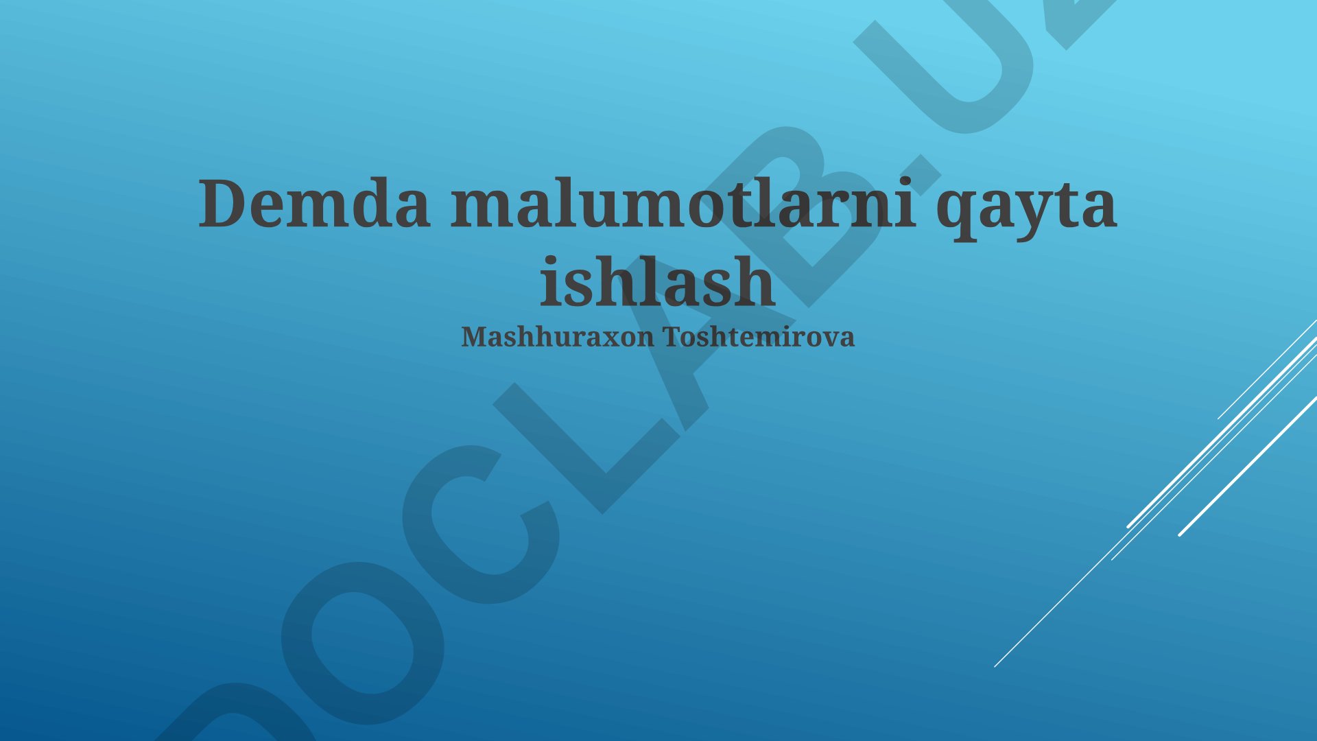 Katta hajmdagi ma'lumotlarni qayta ishlash va ma'lumotlar bazasi boshqaruvi